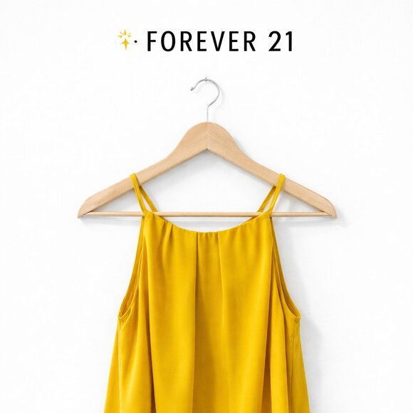 Forever 21 Tops - Forever 21 Yellow Flowy Cami Top Size 0X Sleeveless Lightweight Plus Size 0X